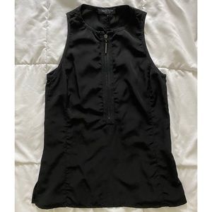 BLACK NANETTE LEPORE HALF ZIP SLEEVELESS TANK